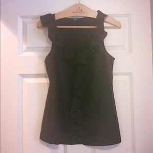 Black tank top with ruffle detail